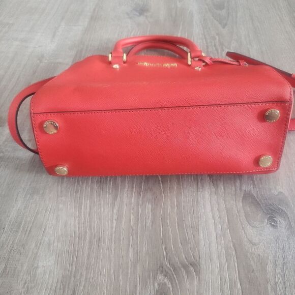 Michael Kors Sutton Mandarin Orange Small Leather Handbag Purse Bag - Picture 5 of 12